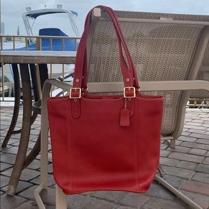 Original Red Coach Tote Bag